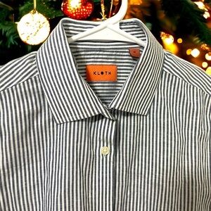 KLOTH STRIPPED GREYISH BLUE AND WHITE BLOUSE